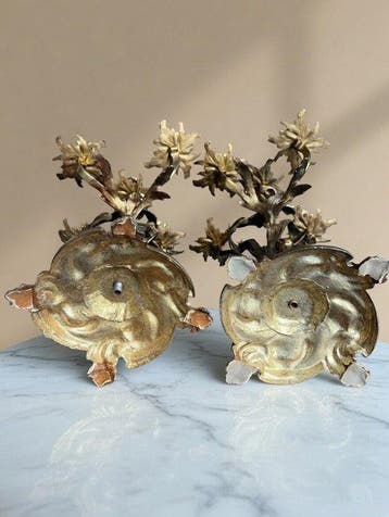 Kandelaar Antieke bronzen Rococo-kandelaar, jaren 1870 (2) -