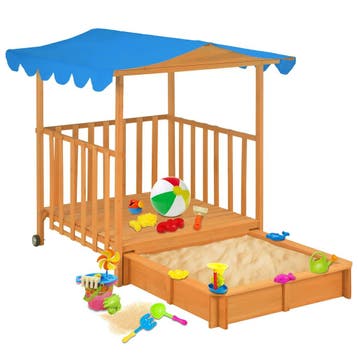 vidaXL Kinderspeelhuis met zandbak UV50 vurenhout blauw, Verzenden