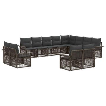 vidaXL Tuinbank Set 12 pcs Grijs en Donkergrijs poly rattan, Verzenden, Nieuw