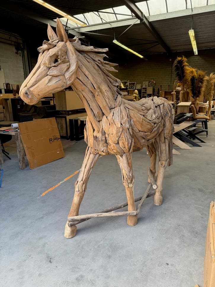 Paard uit teakhout, Animaux & Accessoires, Chevaux & Poneys | Autres trucs de cheval