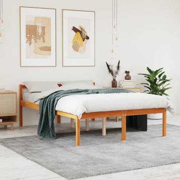 vidaXL Seniorenbed massief grenenhout wasbruin 140x200 cm, Huis en Inrichting, Slaapkamer | Bedden, Verzenden, Nieuw