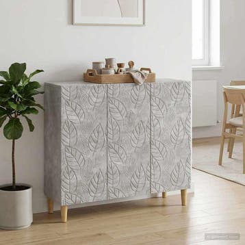 vidaXL Dressoir Betongrijs 89 x 34,5 x 80 cm Bewerkt hout, Huis en Inrichting, Kasten | Dressoirs, Verzenden, Nieuw