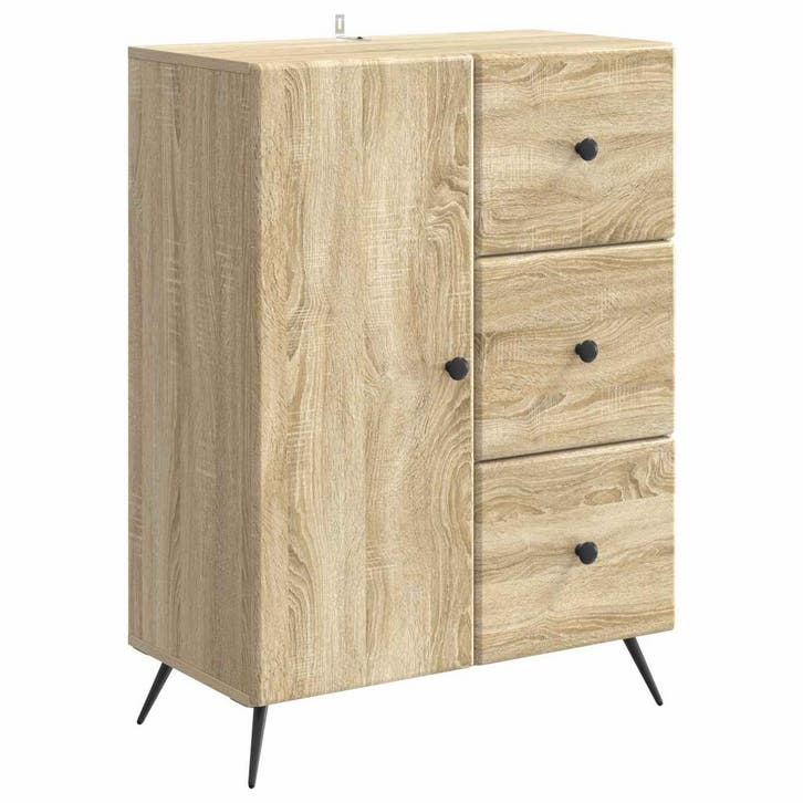 vidaXL Dressoir met lade Sonoma Eiken 66 x 34,5 x 90 cm, Huis en Inrichting, Kasten | Dressoirs, Nieuw, Verzenden