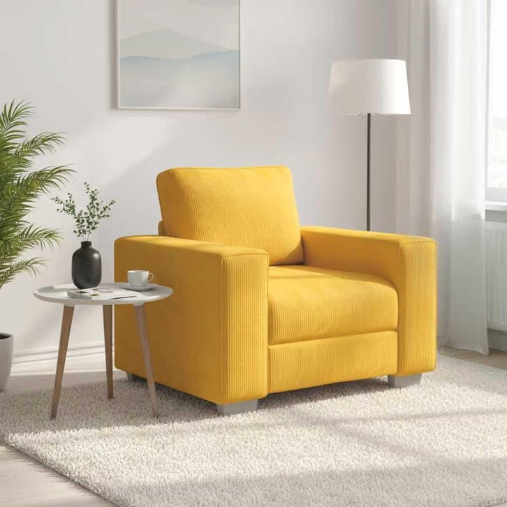 vidaXL Sofastoel Lichtgeel 100x77x82 cm Corduroy Stof, Huis en Inrichting, Zetels | Zetels, Nieuw, Verzenden