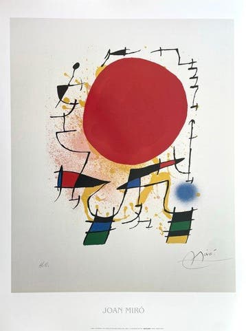 Joan Miró (after) - Le Soleil Rouge - Offset Lithography -, Antiek en Kunst