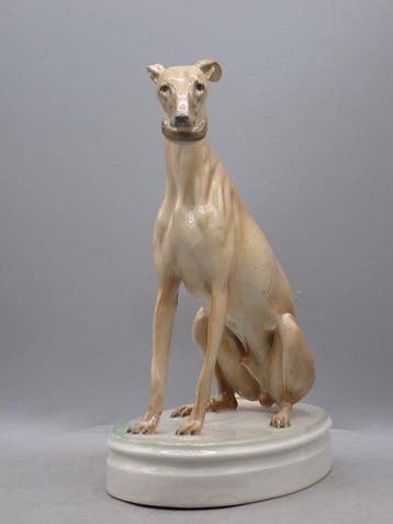 Zsolnay - Bela Markup (1873-1945) - Sculpture, Greyhound -