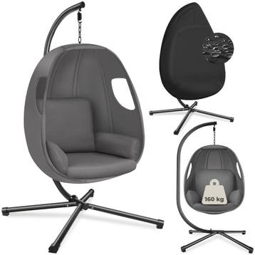 Hangstoel Anika met frame en kussen 160 kg - antraciet, Verzenden, Nieuw