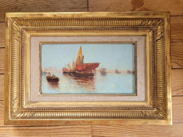 Attributed to Ferdinand Legout-Gerard - Scène de Port, Antiquités & Art, Art | Peinture | Classique