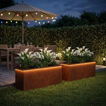 vidaXL Tuinplantenbak met led 2 st Roestkleurig 40 x 100 x, Verzenden, Nieuw