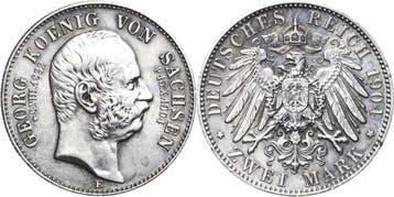 2 Mark Sachsen Georg 1902-1904, Postzegels en Munten, Verzenden, België