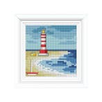 Strand Vakantie Vuurtoren Borduurset 14CT op Wit Borduurstof, Verzenden, Nieuw