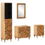 vidaXL Badkamerkast set met lade met opslag 4 pcs Massief, Verzenden, Nieuw