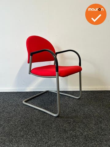 Vergaderstoel Basic - Rood - Grijs frame, Vergader- of Presentatieruimte, Ophalen of Verzenden, Gebruikt, Stoel