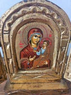 Reis-icoon - Prachtig Handbeschilderd Drieluik Reis Ikoon in