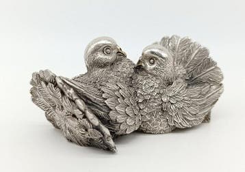 Magrino - Figuur - Coppia di colombi - .925 zilver, Bedekt, Antiek en Kunst
