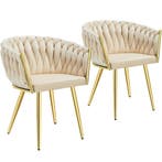 tectake Set eetkamerstoelen Astano fluweel, knoopdesign - za, Verzenden