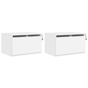 Nachtkastjes wit LED | 46% korting | Nu kopen!, Huis en Inrichting, Slaapkamer | Nachtkastjes, Verzenden, Zo goed als nieuw, 45 tot 65 cm