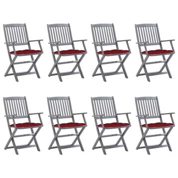 vidaXL Inklapbare stoelen 8 st met kussens massief, Verzenden, Nieuw