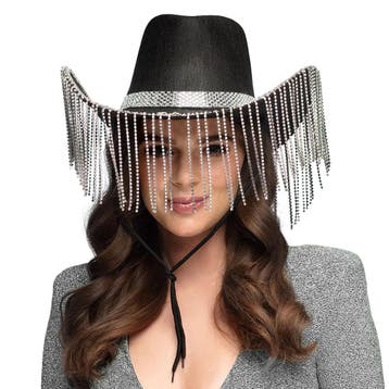Cowgirl Hoed Zwart Glitters, Verzenden, Nieuw