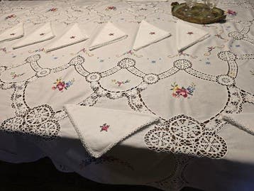 Nappe (13) - 260 cm - 170 cm - Nappe ovale, Antiquités & Art, Tapis & Textile