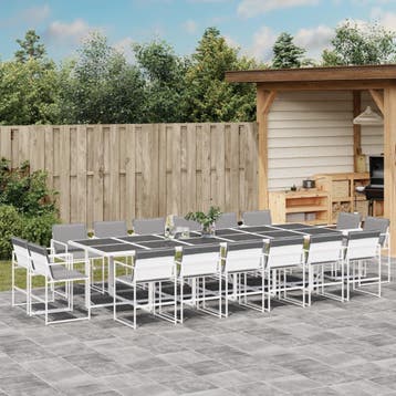 vidaXL 17-delige Tuinset met kussens textileen wit, Verzenden, Tuinset