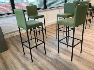 Set van 4 leren barkrukken - groen leer, Ophalen of Verzenden