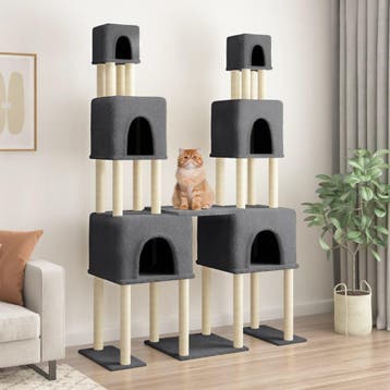 vidaXL Kattenmeubel met sisal krabpalen 199 cm donkergrijs, Verzenden