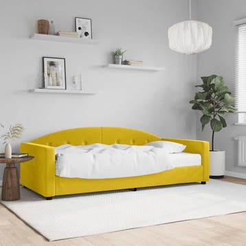 vidaXL Slaapbank met matras 90x200 cm fluweel geel, Verzenden