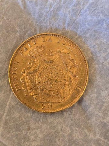 België. Leopold II. 20 Francs 1877, Postzegels en Munten