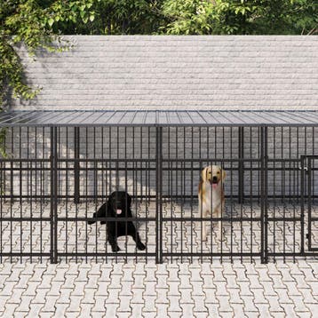 vidaXL Hondenkennel met dak 11,26 m² staal, Dieren en Toebehoren, Verzenden, Nieuw