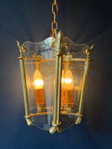 Lamp - Brons, Facet geslepen glas - Hallantaarn