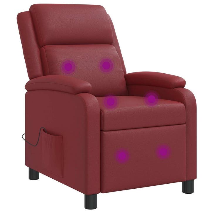 vidaXL Massage Relaxstoel Wijnrood Kunstleer, Huis en Inrichting, Fauteuils, Nieuw, Verzenden