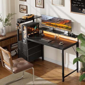 Gaming bureau - Gaming desk - Gaming tafel - 152x50 cm - Zwa, Verzenden, Nieuw
