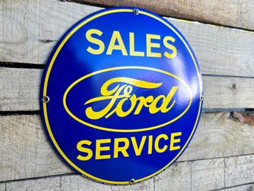 Ford Sales & Service vintage emaille bord, Verzenden