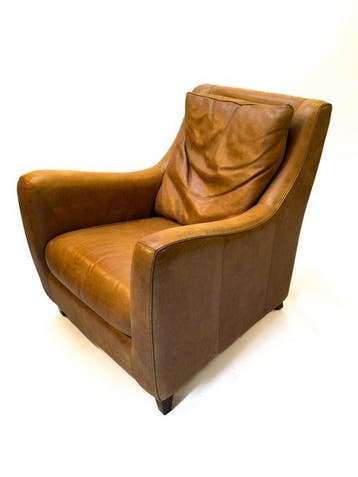 Fauteuil (2) - Leder - Een stel cognac fautuils