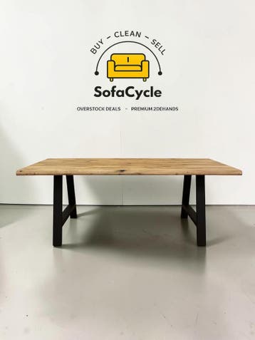 Massief eiken eettafel – robuust design met metalen poten (N, Verzenden