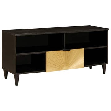 vidaXL TV Kast Zwart en Goud 100 x 33 x 46 cm Bewerkt hout, Huis en Inrichting, Verzenden, Nieuw
