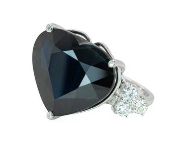 Ring - 14 karaat Witgoud, Deep Blue (No Heat) - 20.30ct. tw.