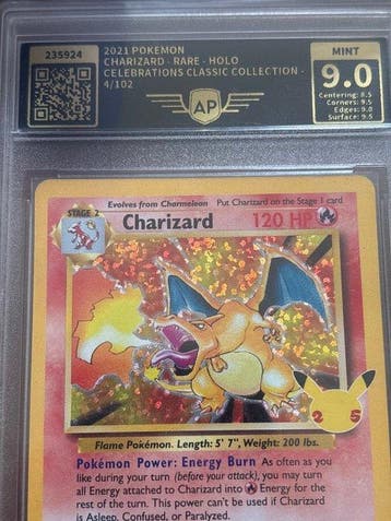 Pokémon - 1 Graded card - Charizard 4/102 Foil - AP Grading, Nieuw