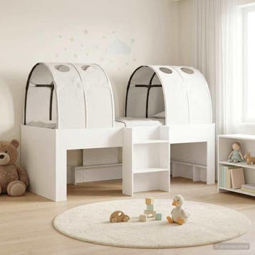 vidaXL Bed met Tunnel 3 st Wit Bewerkt hout, Verzenden, Nieuw