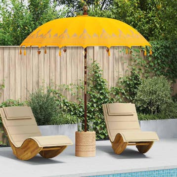 vidaXL Balinese Parasol Geel 215 x 215 x 260 cm Katoen, Verzenden, Nieuw
