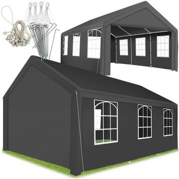 Tuinpaviljoen 6x4m met 4 zijwanden - grijs/wit, Tuin en Terras, Partytenten, Verzenden, Nieuw