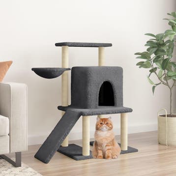 vidaXL Kattenmeubel met sisal krabpalen 96,5 cm donkergrijs, Dieren en Toebehoren, Verzenden, Nieuw