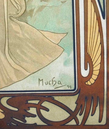 Alphonse Marie Mucha - “Evening reverie, 1899”. Gesigneerd, Antiek en Kunst