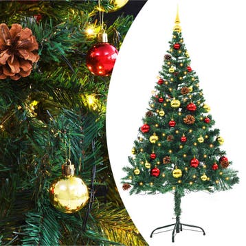 vidaXL Kunstkerstboom met verlichting en kerstballen 150 cm, Verzenden
