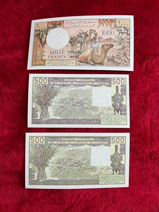 Djibouti, West-Afrikaanse Staten. - 3 Banknotes - Various, Postzegels en Munten, Bankbiljetten | Europa | Niet-Eurobiljetten