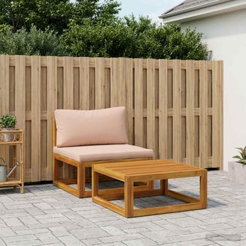 vidaXL Sectioneel hoekbank met kussens Naturel, Tuin en Terras, Tuinsets en Loungesets, Verzenden, Nieuw