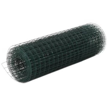 vidaXL Kippengaas 25x0,5 m staal met PVC coating groen, Verzenden, Nieuw