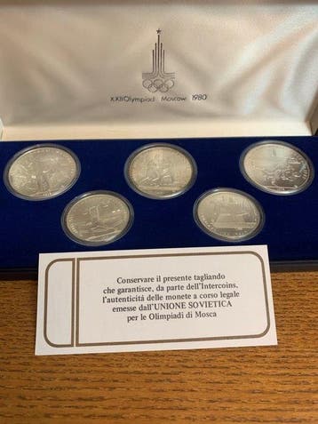 Rusland. Set of 5 coins: 5 & 10 Roubles / 1980 Summer, Postzegels en Munten