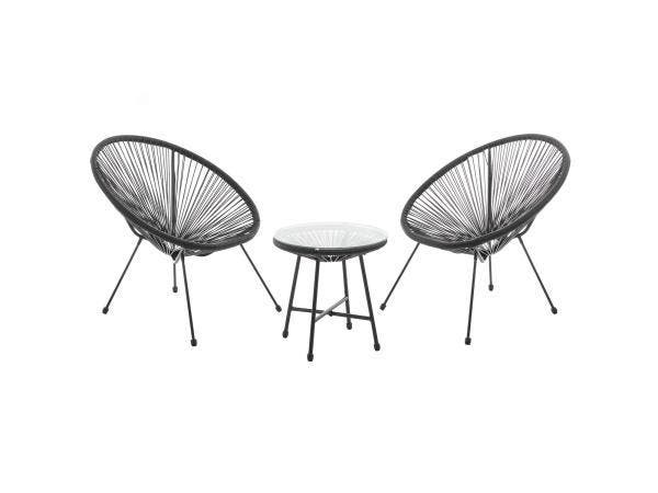 Veiling - Polyrotan Balkonset Ostana - 3-delig - Zwart, Jardin & Terrasse, Ensembles de jardin